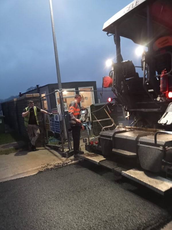 Housing estate job: paving under the site lights