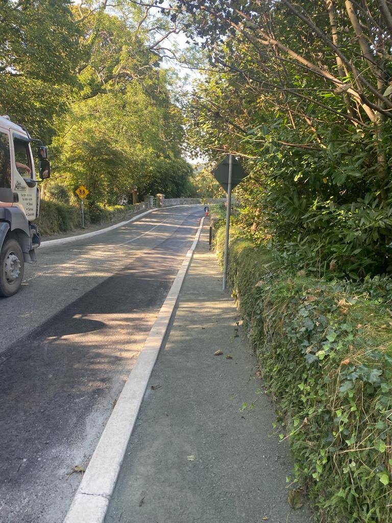 Footpaths job in Wicklow: the roadside path through the trees