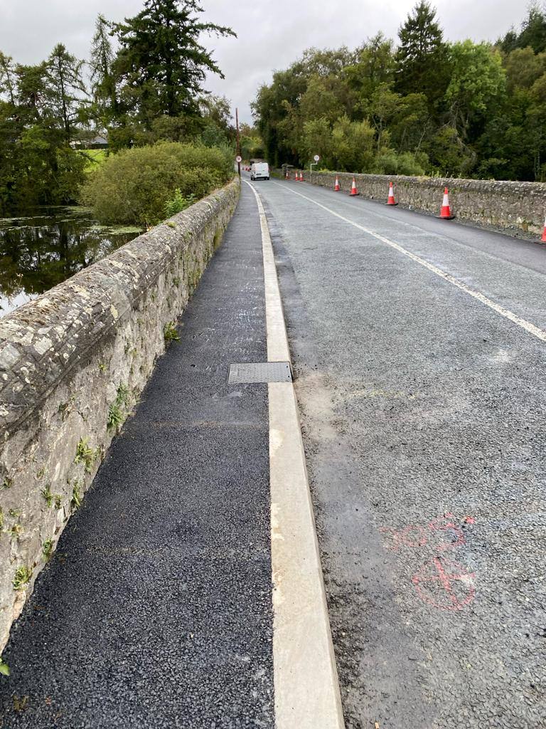Footpaths job in Wicklow: the finished path along the bridge wall