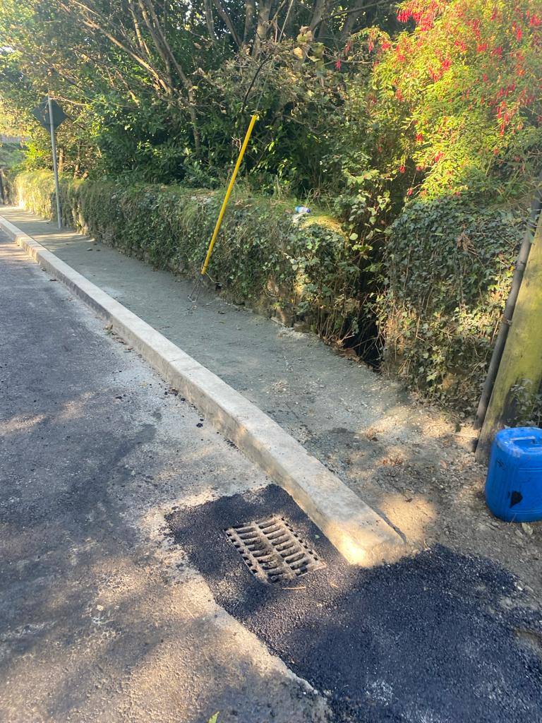 Footpaths job in Wicklow: kerb and gully on the roadside path